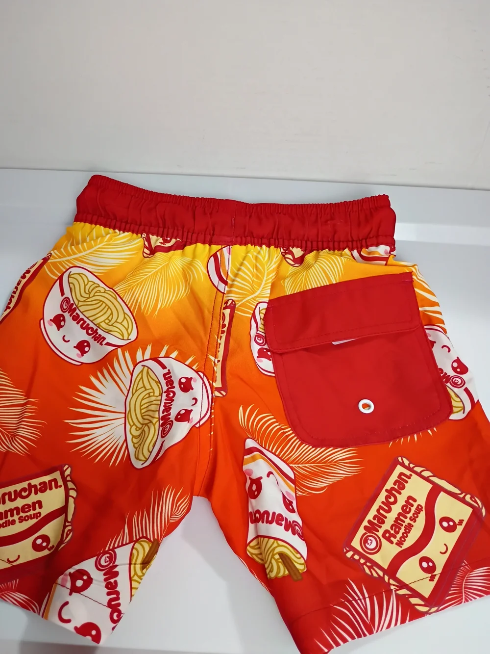 Bright Orange Boys Swim Trunks with Ramen Noodles Print - SIZE 5 NWT